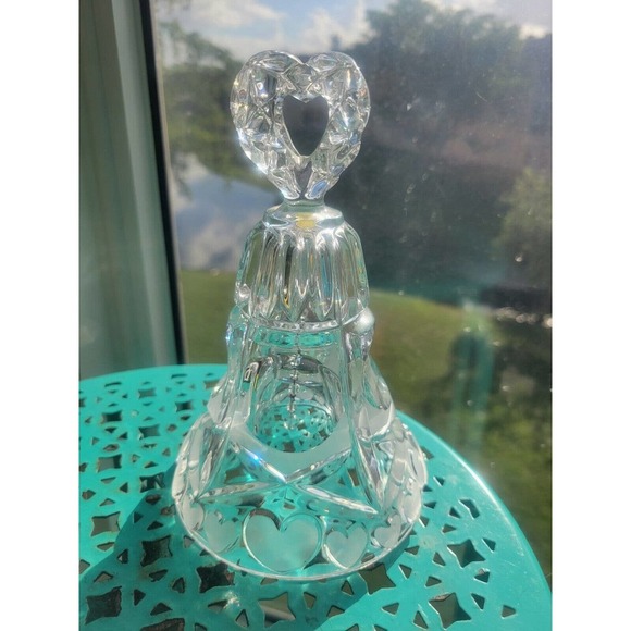 Vintage Echt Bleikristall Lead Crystal Heart Bell Made in West Germany 7”T - Picture 5 of 9
